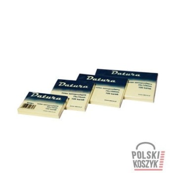 Datura Bloczek samoprzylepny 75x75  żółty 100 kartek