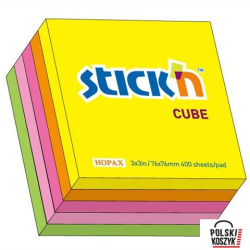 Stick'n Bloczek 76 x 76 mm 400 kartek mix 5 kolorów neonowych