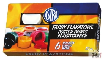 Farby plakatowe 6 kolorów (male) ASTRA