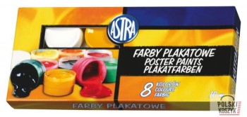 Farby plakatowe 8 kolorów (male) ASTRA