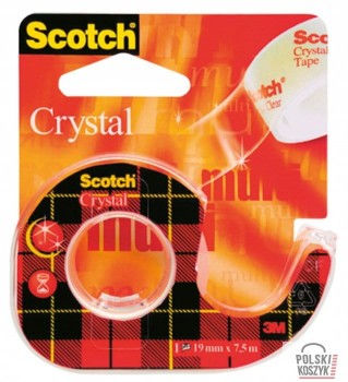 Taśma samoprzylepna Scotch® Crystal Clear, przezroczysta, na podajniku, 19mm x 7,5m