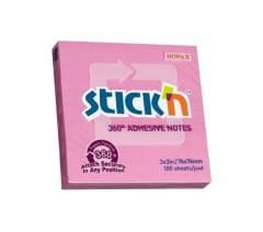 Notes samoprzylepny 76X76mm 360 stopni różowy STICK'N