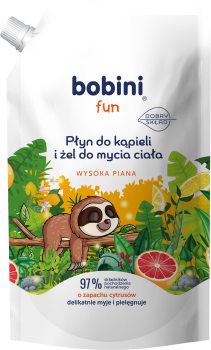 Bobini Fun płyn do kąpieli i żel do mycia wysoka piana o zapachu cytrusów zapas 500 ml