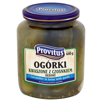 Provitus Ogórki kwaszone z czosnkiem dębowe 640 g