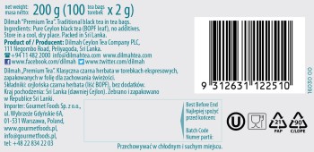 Dilmah Premium Tea Herbata czarna klasyczna 200 g (100 torebek)