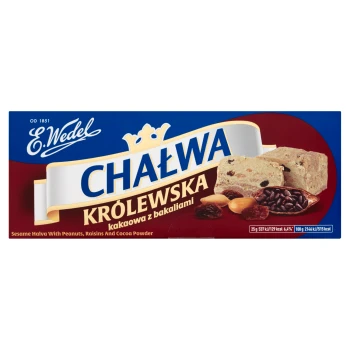 E. Wedel Chałwa Królewska o smaku waniliowym z kakao i bakaliami 250 g
