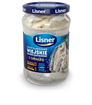 Lisner Wiejskie filety śledziowe w oleju z cebulką 600 g