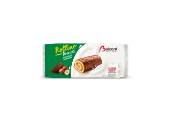Balconi Rollino Nocciola rolki biszkoptowe z kremem z orzechów laskowych w polewie 222 g
