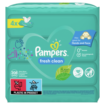 Pampers Fresh Clean Chusteczki 4 opakowania = 208 chusteczek