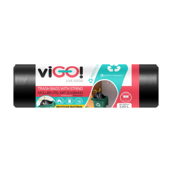 viGO! Worki eko z taśmą czarne 120 l (20 szt.)