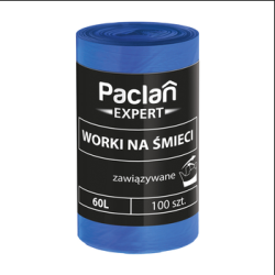 Paclan Expert worki na śmieci wiązane niebieskie 60 l (100 szt.)