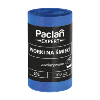 Paclan Expert worki na śmieci wiązane niebieskie 60 l (100 szt.)