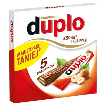 Duplo Wafel z orzechowym nadzieniem pokryty mleczną czekoladą 91 g (5 batoników)