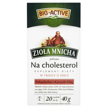 Big-Active Zioła Mnicha Herbatka ziołowa zielona z karczochem i głogiem 40 g (20 torebek) Suplement diety