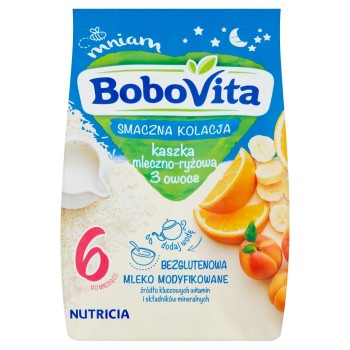 BoboVita Kaszka mleczno-ryżowa 3 owoce po 6 miesiącu 230 g