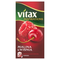 Vitax Inspirations Malina and Wiśnia Herbata ziołowo-owocowa 40 g (20 torebek)