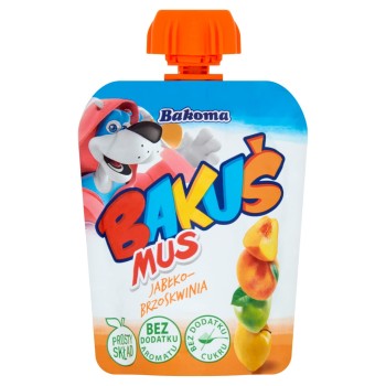 Bakoma Bakuś do kieszonki Mus owocowy jabłko-brzoskwinia 90 g
