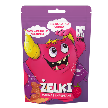 BeRaw Kids Żelki bez dodatku cukru Malina z chrupkami 35 g