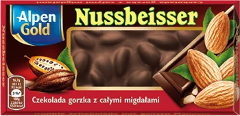 Alpen Gold Nussbeisser Czekolada Gorzka z całymi migdałami 100 g