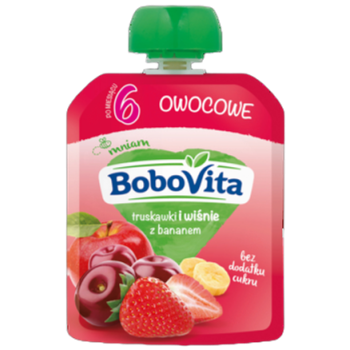 BoboVita Truskawki i wiśnie z bananem po 6 miesiącu 80 g