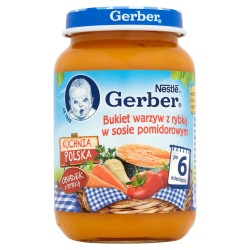 Gerber Kuchnia Polska Bukiet warzyw z rybką w sosie pomidorowym po 6 miesiącu 190 g