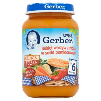 Gerber Kuchnia Polska Bukiet warzyw z rybką w sosie pomidorowym po 6 miesiącu 190 g