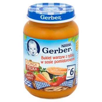 Gerber Kuchnia Polska Bukiet warzyw z rybką w sosie pomidorowym po 6 miesiącu 190 g
