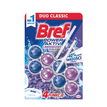 Bref Power Aktiv zawieszka do WC 4 Function formula Duo Pack Lavender 2x50 g