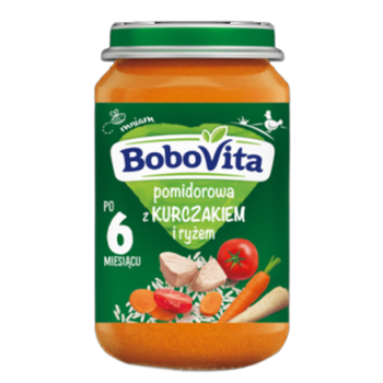 BoboVita Pomidorowa z kurczakiem i ryżem po 6 miesiącu 190 g