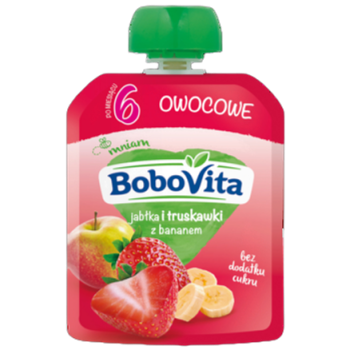 BoboVita Przyjaciele Jabłko truskawki banan po 6 miesiącu 80 g