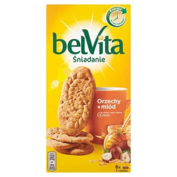 belVita Śniadanie Ciastka Orzechy + miód 300 g (6 x 4 sztuki)