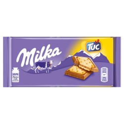Milka Tuc Czekolada mleczna z mleka alpejskiego z solonymi krakersami 87 g
