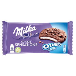 Milka Cookie Sensations Ciastka kakaowe z kawałkami czekolady i nadzieniem 156 g