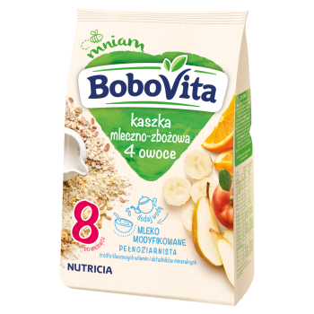 BoboVita Kaszka mleczno-zbożowa 4 owoce po 8 miesiącu 230 g