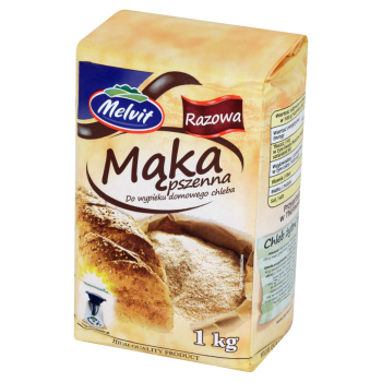 Melvit Mąka pszenna razowa do wypieku domowego chleba 1 kg