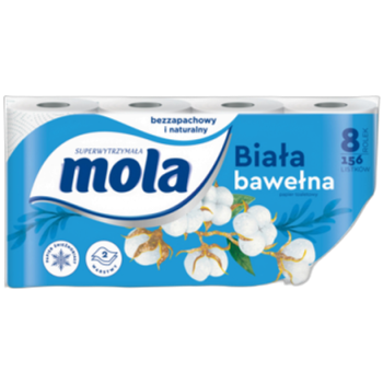 Mola White Bawełniana Biel Papier toaletowy 8 rolek
