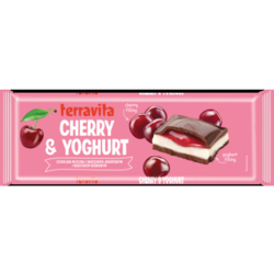 Czekolada Terravita Mleczna Z Nadzieniem Wiśniowo-Jogurtowym 235G
