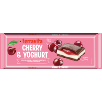 Czekolada Terravita Mleczna Z Nadzieniem Wiśniowo-Jogurtowym 235G
