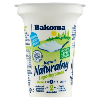 Bakoma Jogurt naturalny łagodny smak bez dodatku cukru 150 g