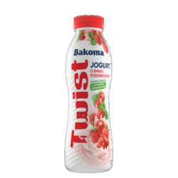 Bakoma Twist Jogurt o smaku poziomkowym 380 g