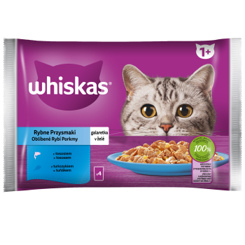 Whiskas Rybne przysmaki 1+ Galaretka z łososiem i z tuńczykiem 4X85 g