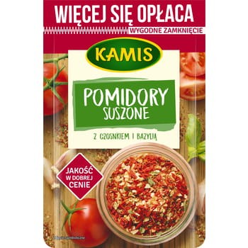 Kamis Family pomidory suszone z czosnkiem i bazylią 50 g