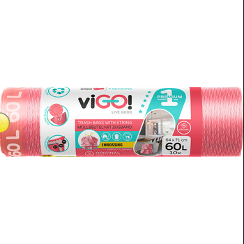 viGO! Worki eko z taśmą original truskawka 4 seasons 60 l (10 szt.)