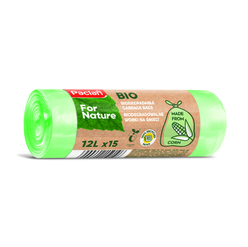 Paclan For Nature biodegradowalne worki na śmieci zielone 12l (15 szt.)
