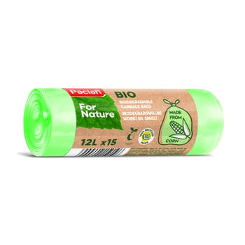 Paclan For Nature biodegradowalne worki na śmieci zielone 12l (15 szt.)