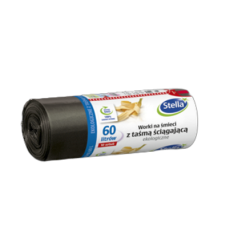 Stella worki na śmieci ekologiczne z taśmą ściągającą czarne 60 l (10 szt.)