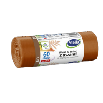Stella worki na śmieci z uszami do segregacji bio odpadów brązowe 60 l (14 szt.)