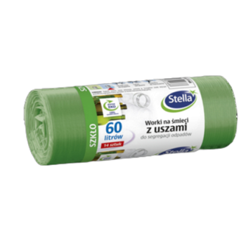 Stella worki na śmieci z uszami do segregacji szkła zielone 60 l (14 szt.)