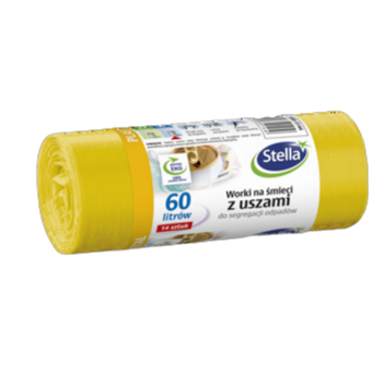 Stella worki na śmieci z uszami do segregacji plastiku i metalu żółte 60 l (14 szt.)