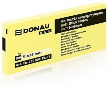 Bloczki samoprzylepne DONAU 51x38 Żółty 1X100 kartek